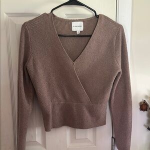 Pink Rose Tan V-Neck Knit Sweater